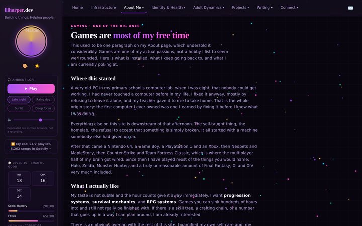 Screenshot of the gaming page hours chart, with Steam-measured and estimated figures colour-coded separately.